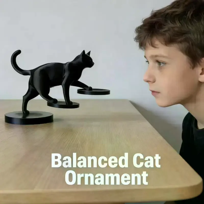 3D Printed Leaping Cat Modern Sculpture Desk Ornament for Living Room Contemporary Home Decor Accent