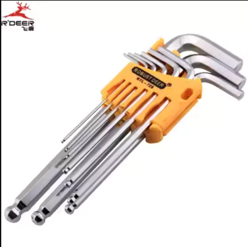 

R'DEER 9pcs 1/16" 5/64" 3/32" 1/8" 5/32" 3/16" 1/4" 5/16" 3/8" british system Hexagonal allen key wrench set NO.RTL-729