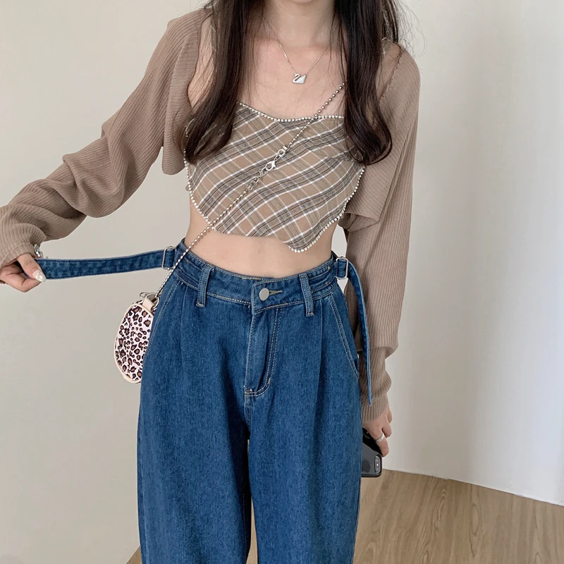 Jeans Dames Amerikaanse mode Eenvoudig Prevalent All-match OL Casual Rechte hipster Baggy Denim broek met hoge taille over de volledige lengte