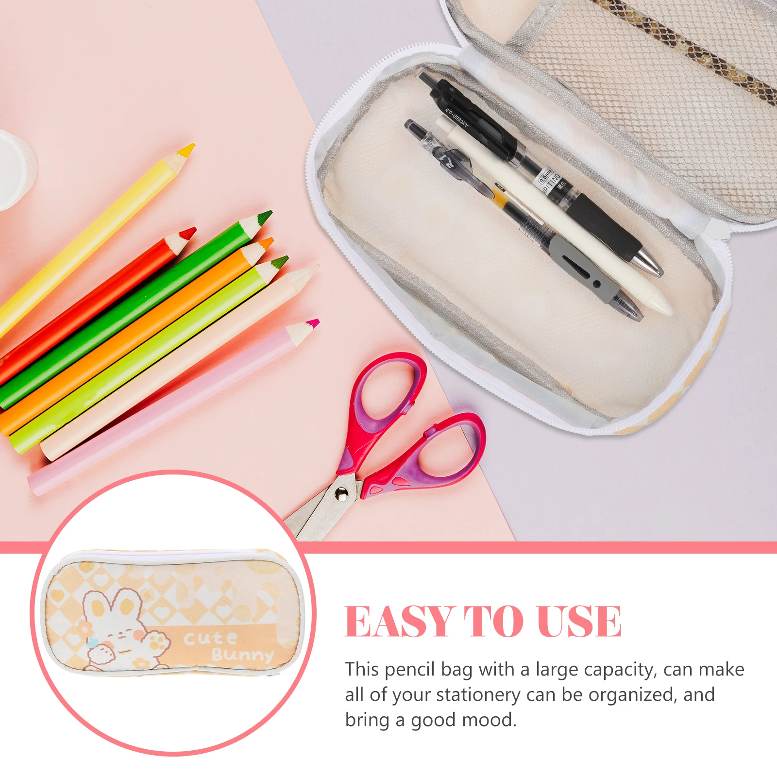 

Large Capacity Pencil Case Practical Multi-use Stationery Bag with Simple Zipper Design for Everyday Use