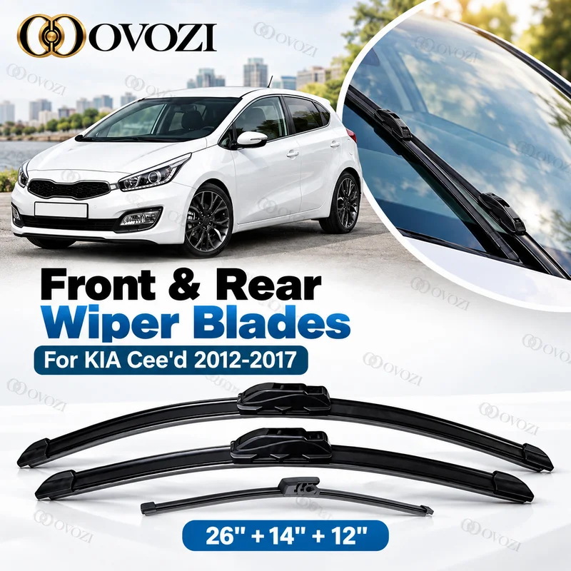 For KIA Cee'd Ceed 2012-2017 2013 2014 2015 2016 Front & Rear Wiper Blades Windshield Windscreen Window Brushes 26'+14'+12' Set