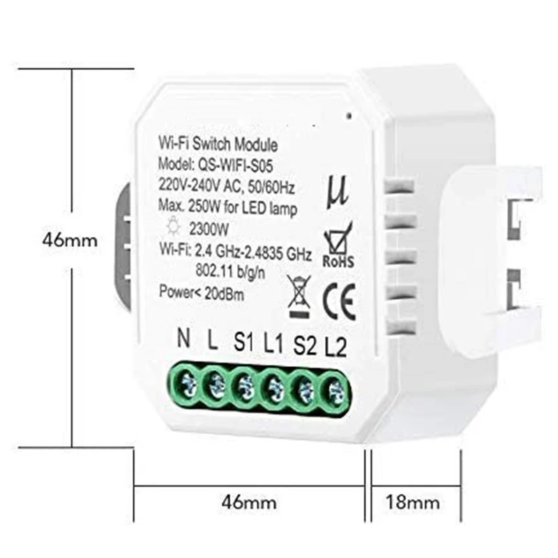 Módulo de interruptor de luz inteligente con Wifi, Control remoto por aplicación Smart Life/Tuya, funciona con Alexa Echo y Google Home
