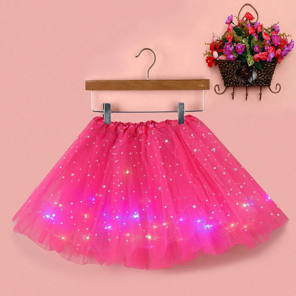 

Women Skirt Small Star Bulb With Pleated Sequins Mesh Skirt Tulle Skirt Korean Fashion Elegant Faldas Party Tutu Skirt Skirts