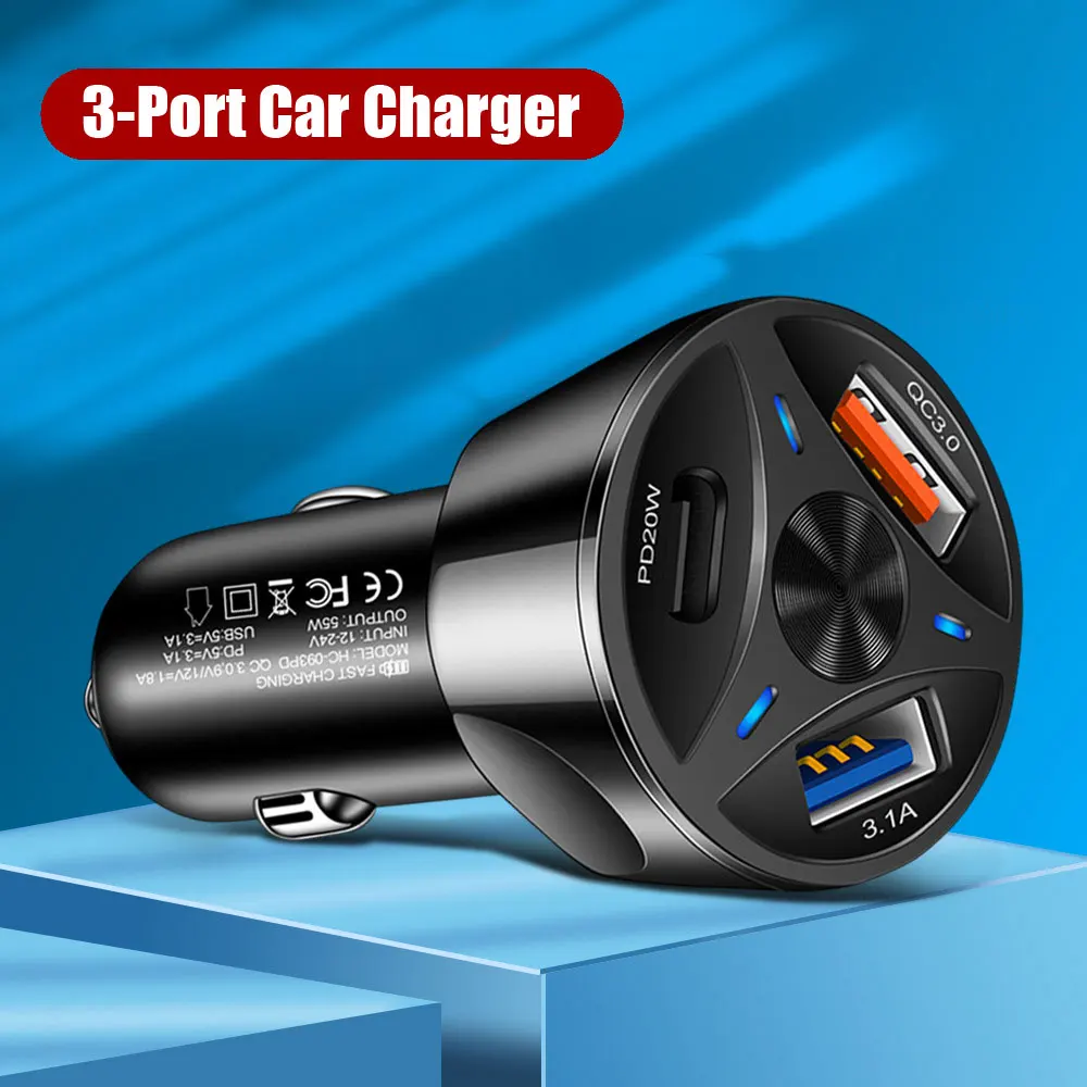 

20W PD USB Car Charger Quick Charge QC PD 3.0 SCP USB Type C Car Fast Charging for IPhone 14 13 Huawei Samsung Xiaomi