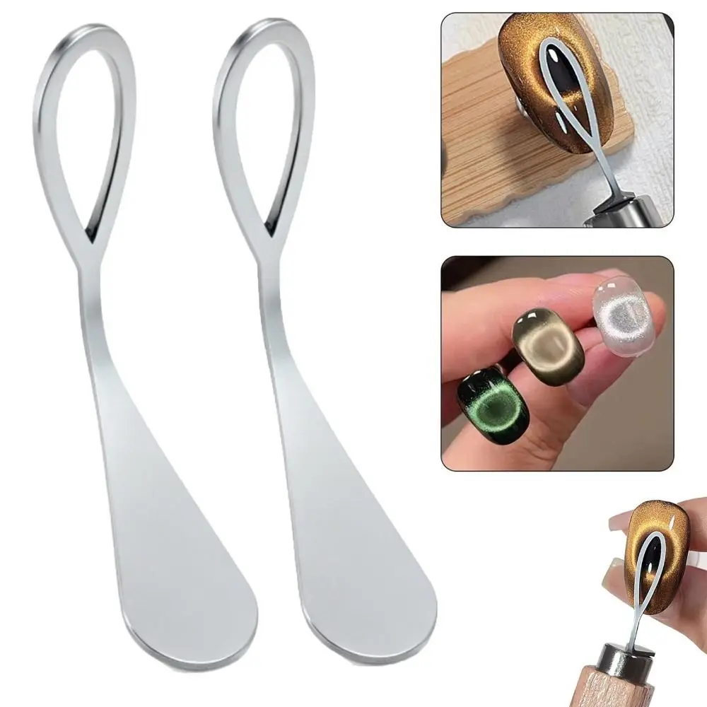 Olive-shaped Guide Cat Eye Nail Art Tool DIY Manicure Kit Iron Cat Eye Magnet for Nails Hollow Cat Eye Magnet Tool