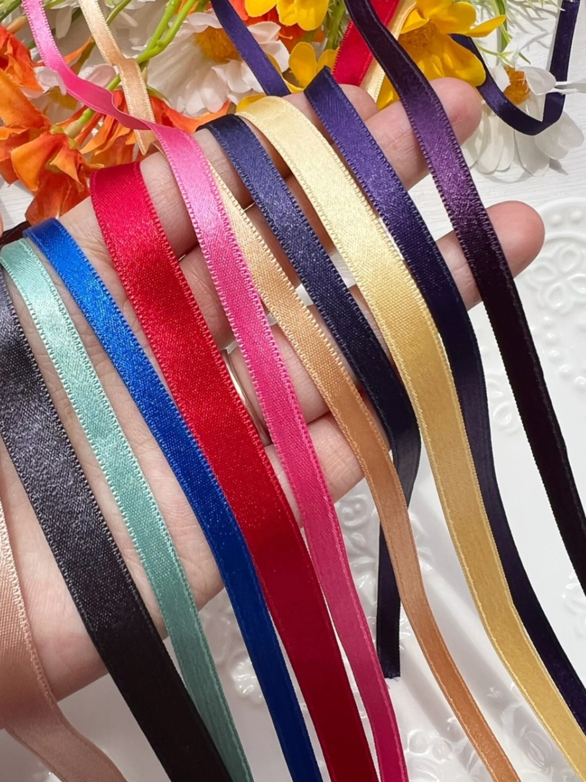 

Высококачественная двусторонняя шелковая лента из атласа для волос, аксессуары для рукоделия, высококлассная ткань для кукольной одежды, узелков и поделок