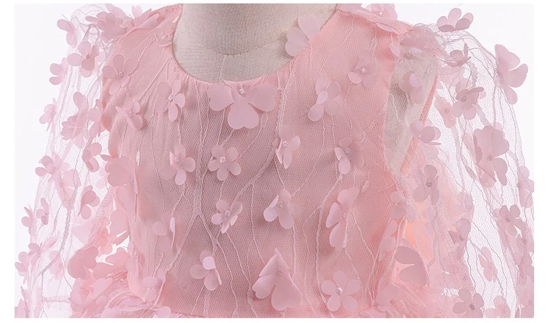 New lace butterfly birthday party long sleeved girl princess dress 3-24 months waist up wedding flower girl evening dress