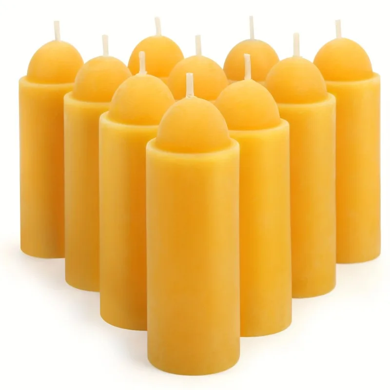 A Pack of 10 Natural Beeswax Candles with A 12-Hour Burn Time, Suitable for Emergencies, Camping, Survival, and Power Outages