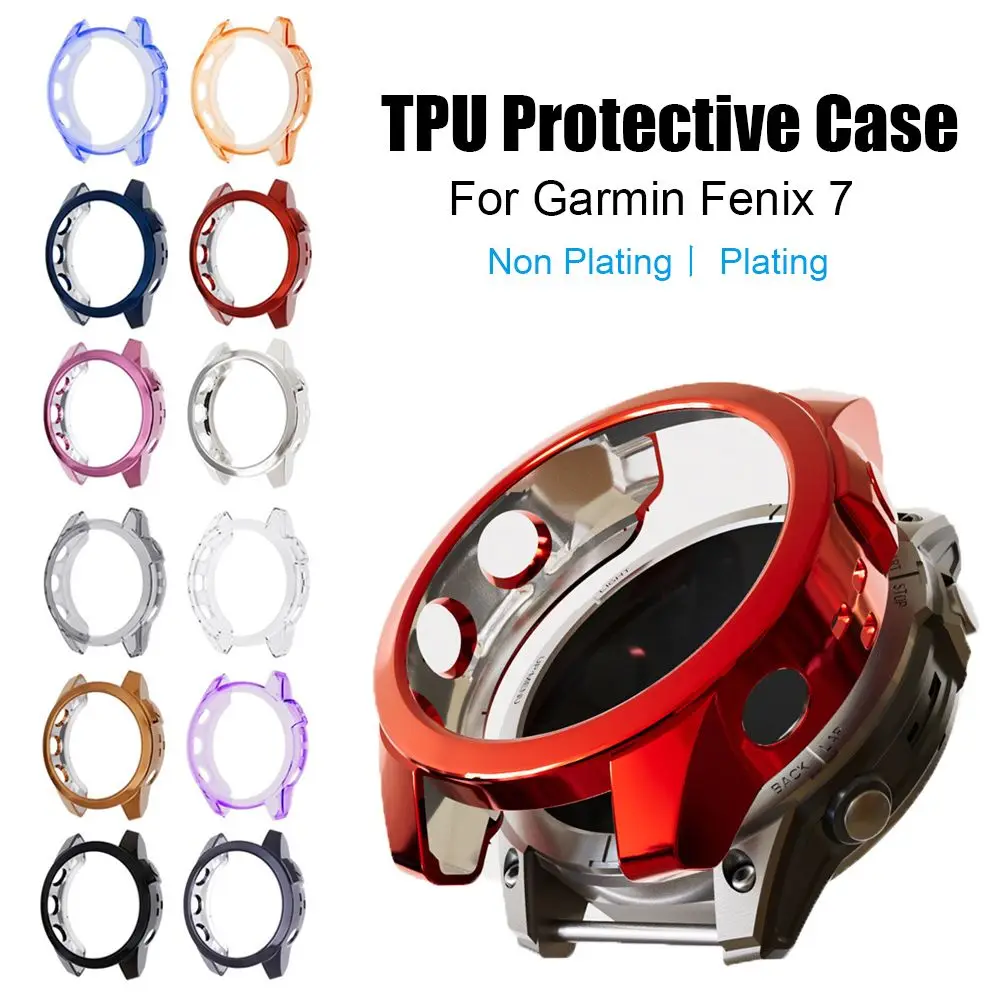 Luxury Full Protection Dust-proof Protective Skin TPU Plating Case Watch Frame Guard Shell For Garmin Fenix 7