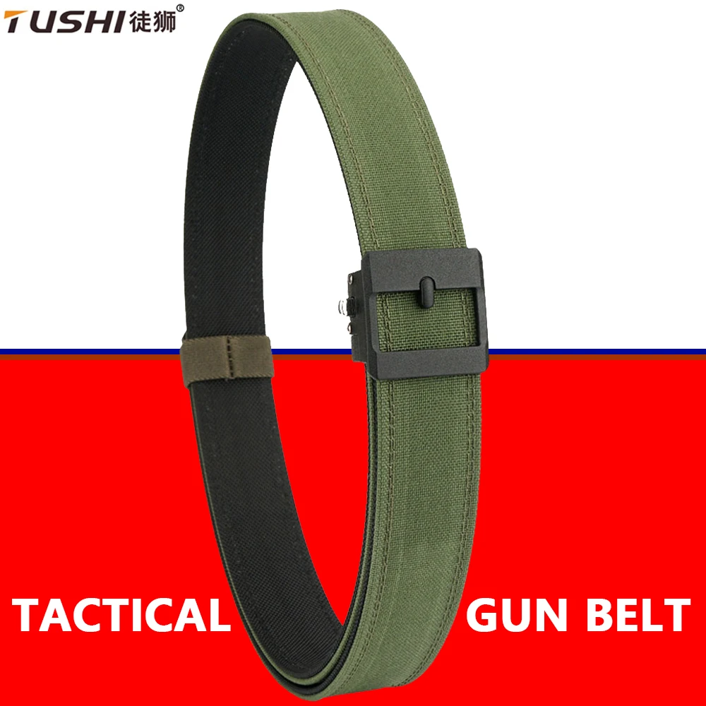 

TUSHI New 130cm EDC Casual Belt Automatic Buckle Tactical Outdoor Belt for Men Thick Nylon Stiff Military Belt Rigid Girdle Male