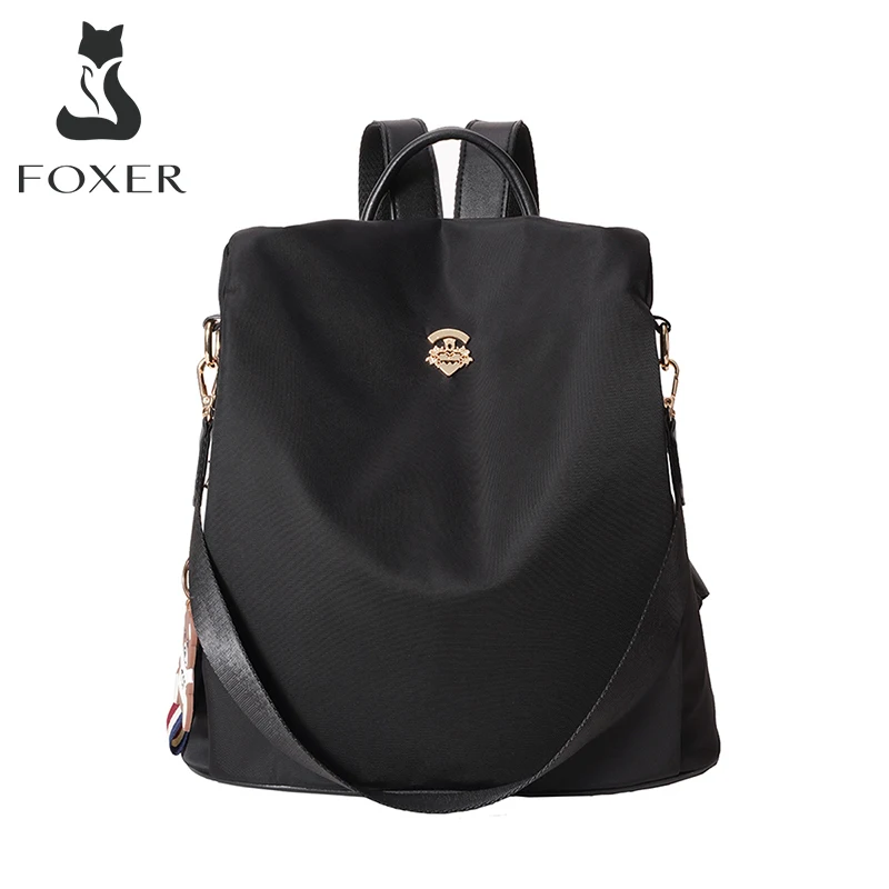 

FOXER Fashion Women Fabric Backpack Black Classic Daypack Bag Travel Handbag