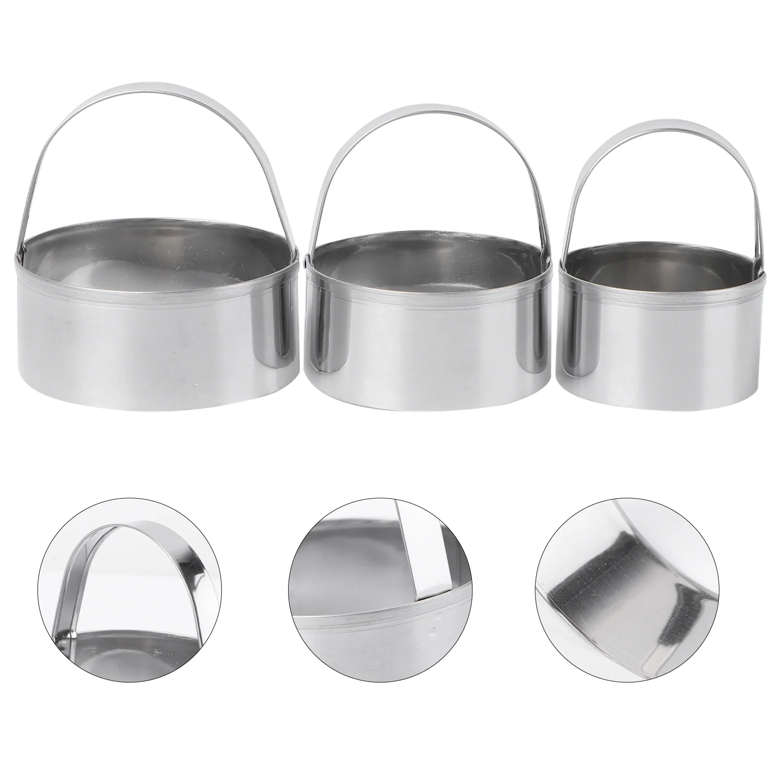 

Stainless Steel Cookie Round 3-piece Set (flat Model) Baking Tools Cake Mould Mold Biscuit Cutters Burgers