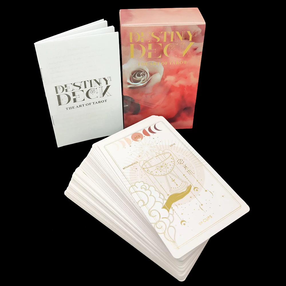 12x7cm  Destiny Tarot Cards Deck for Beginners with Gold Embossing for Women With Paper Guidebook English