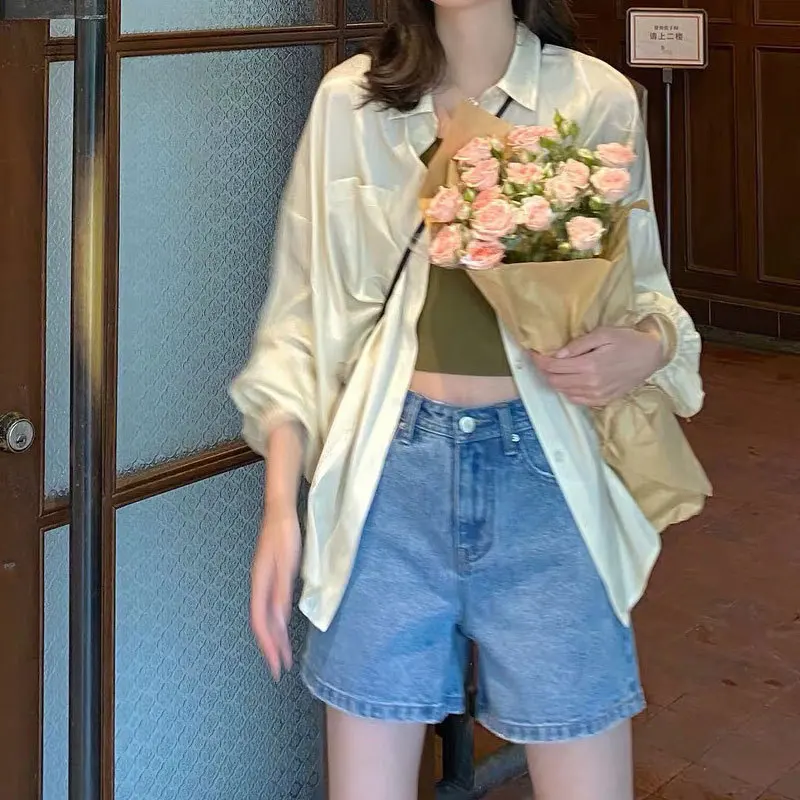 Thin and Comfortable Sunscreen in Spring and Summer New Loose Lazy Style Girlish Shirt for Women