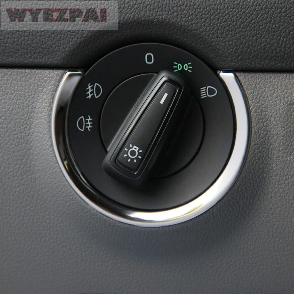 FOR VW SKODA OCTAVIA A7 HEADLIGHT SWITCH TRIM COVER STICKER STAINLESS STEEL BEZEL AUTO ACCESSORIES