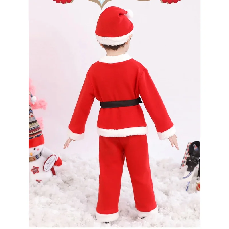Costume cosplay di Natale per bambini Ragazzi Ragazze Vestito da Babbo Natale Bambino Bambino Rosso Vestiti di Natale Vestito da spettacolo per feste di Capodanno