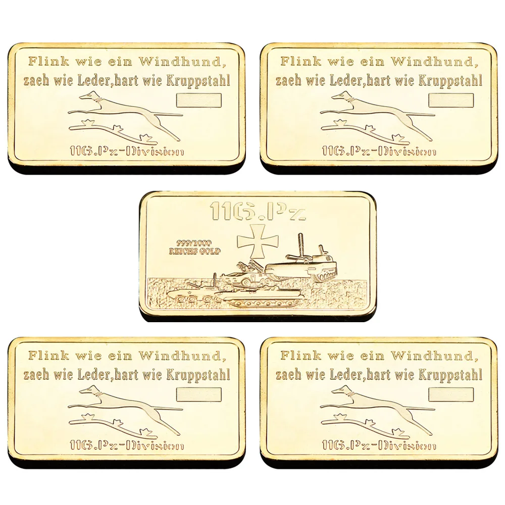 5pcs Military History Collectible Replica Metal Bars Greyhound Division Tank Souvenir Coin Ornament Gift for Hobbyist Collection