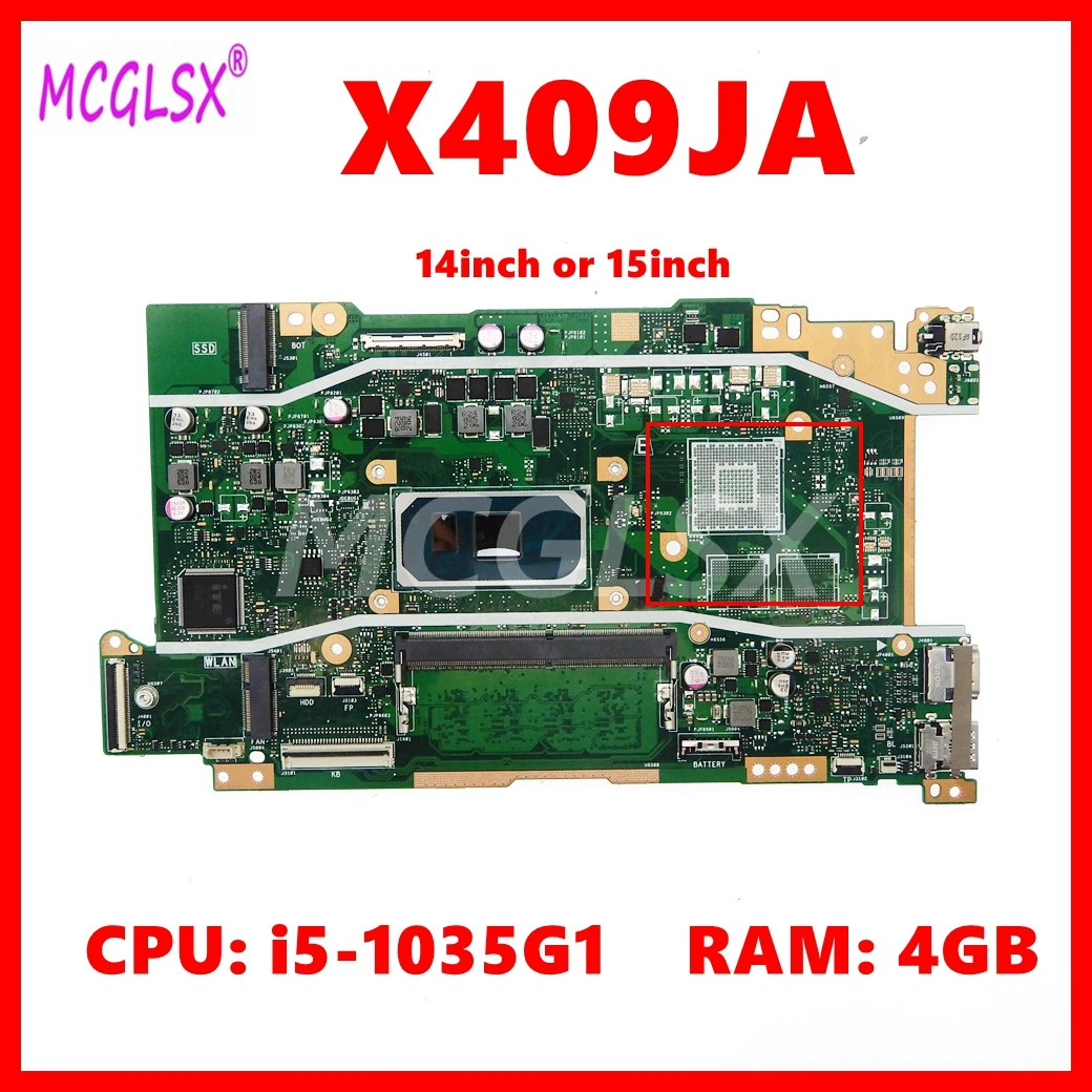 Placa base X409JA con i5-1035G1 CPU, 4GB de RAM, UMA, X509JP, X409JP, X509JB, X409JB, X409JA, X509JA, P1510CJA