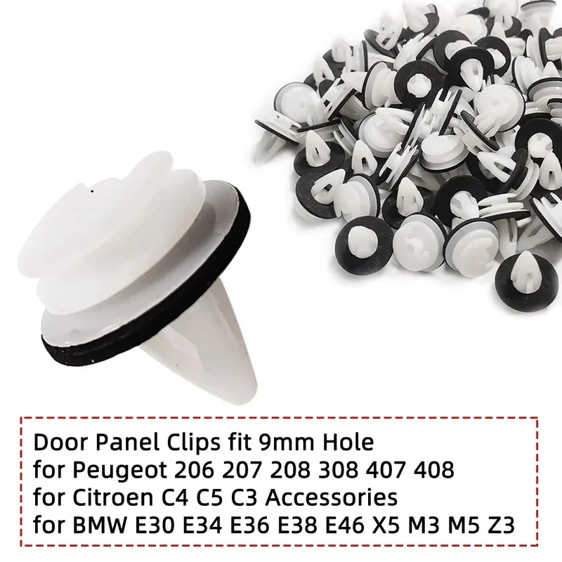 Door Panel Clip with Sealing Ring, Bumper Fastener Rivet, Car Trim Retainer Clips Compatible with BMW E34 E36 E38 E39 E46 M3 M5