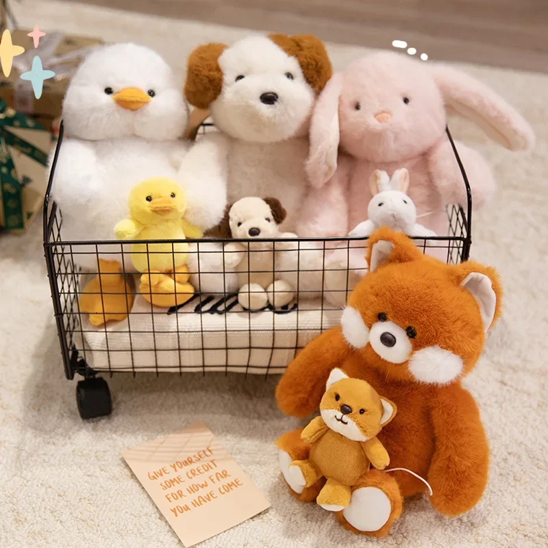

Мультяшные мягкие куклы для мамы и сына, животные, утка, собака, лиса, кролик, плюшевые супер мягкие игрушки, забавные подарки на день рождения, декор, сопровождение