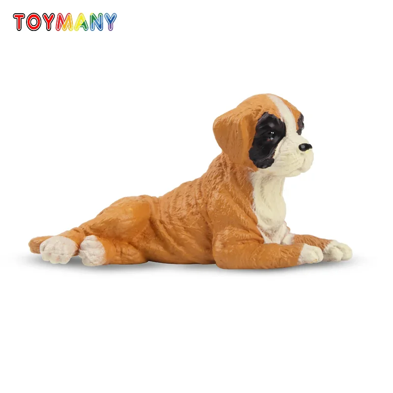 Simulation Dog Pet Animal Model Toy Mini Lying Boxer Puppy Figures Dolls Action Figurines Toys Children Set Gift Cake Decoration