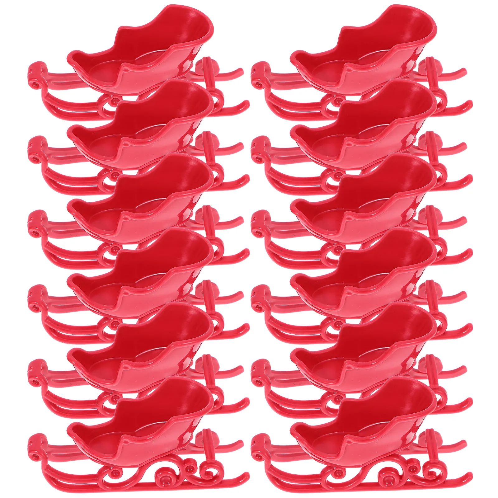 

12Pcs Christmas Mini Sleigh Ornaments Plastic Xmas Table Decor Home Party Decoration Desktop Sled Adornment Gift Photo Prop