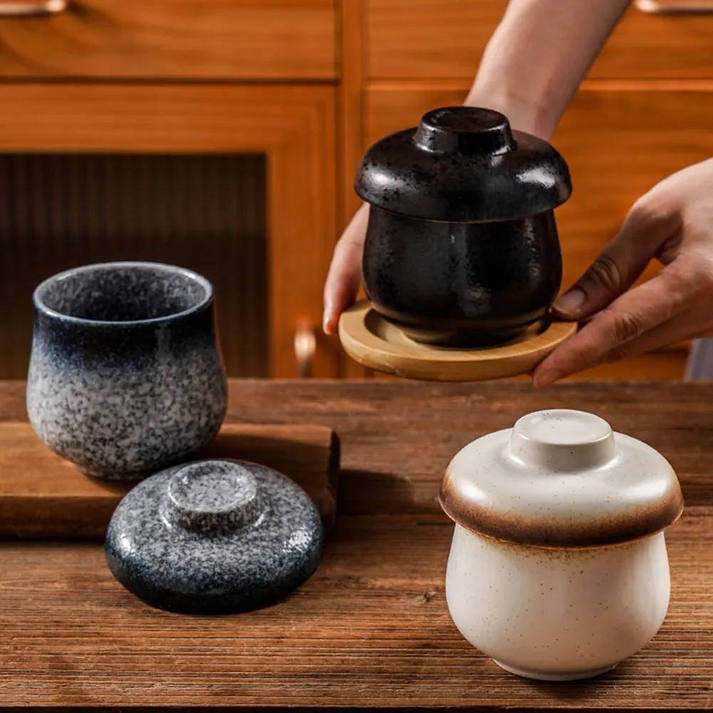 

Кубики для яиц с крышками, винтажные керамические чашки для яиц для малышей на завтрак, посудомоечная машина, чашки для десертов Chawanmushi