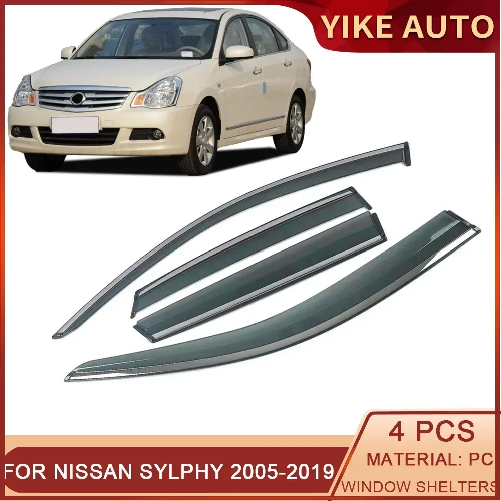 For NISSAN SYLPHY SENTRA B17 G11 B18 2005-2023 Car Window Sun Rain Shade Visors Shield Shelter Protector Cover Frame Sticker