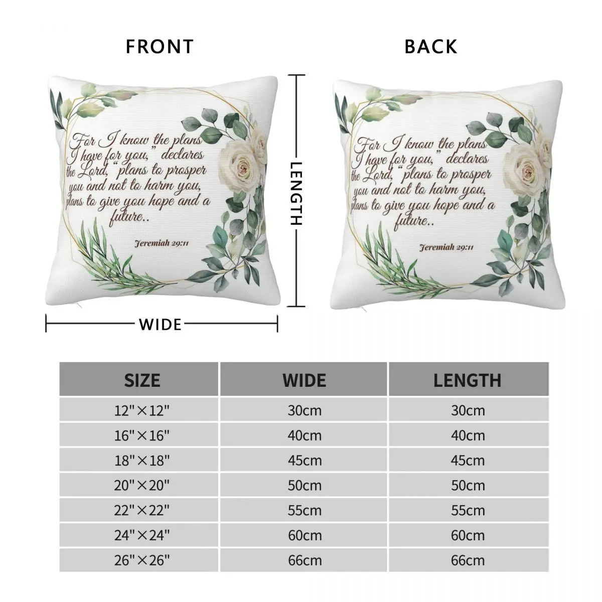 I Know The Plans I Have For You Square Pillowcase Polyester Linen Velvet Printed Decorative Throw Pillow Case Room Cushion Cover