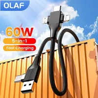 Elough 60W 5 in 1 USB C To Type C Micro Fast Charge Cable USB A To Lighting Super Charge Cable For Iphone 15 14 Huawei Xiaomi