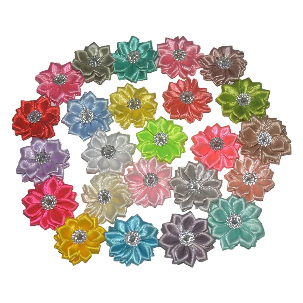 

1000pcs Kids Diy Accessories Sadoin Polyester With Multi-angle Handmade Flower Band Diamond 45 Colors Wholesale