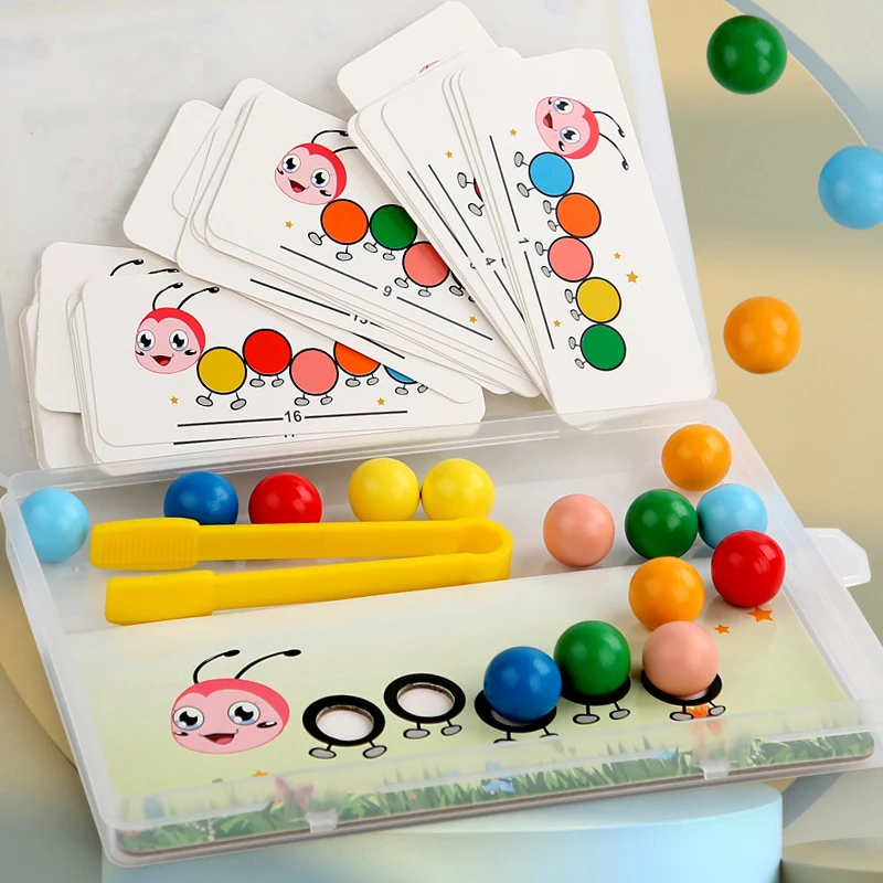 1 conjunto de classificação de cores montessori aprendizagem educacional adereços clipe contas brinquedos presentes habilidade motora fina brinquedo para crianças pré-escolares