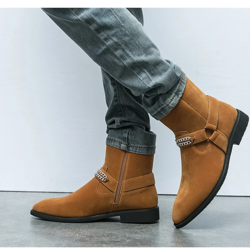 

Мужские замшевые ботинки однотонные, стильные, новые, осенние, маленькие и большие размеры, высококачественные, модные, трендовые, дизайнерские