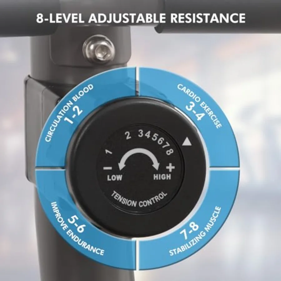 دراجة تمرين مستلق للاستخدام المنزلي، دراجات ثابتة هادئة للبالغين وكبار السن، مقعد قابل للتعديل بمقاومة 8 مستويات #3