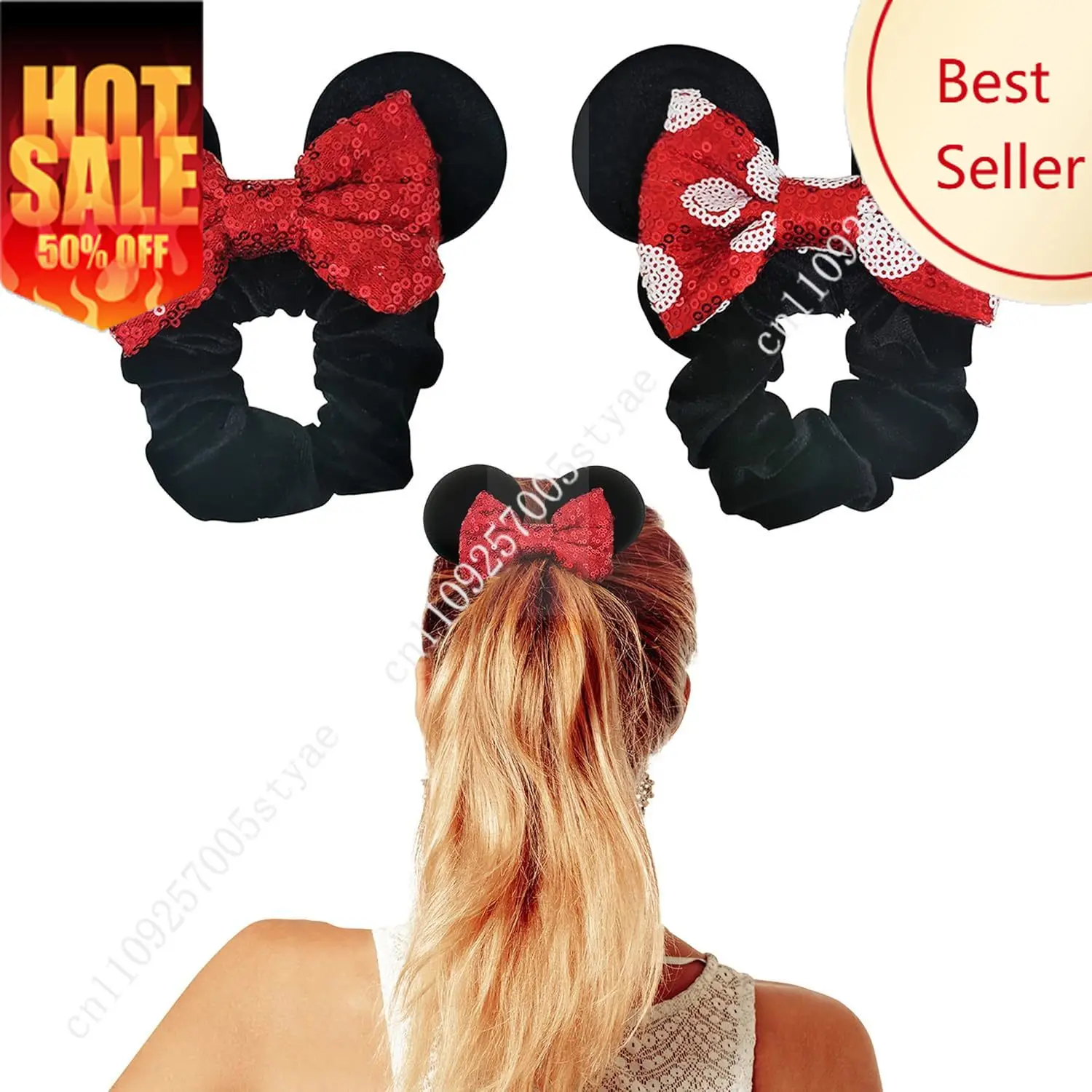 

Disney 2pk Mouse Ear Scrunchies for Girl Velvet Hair Bow Scrunchies for Kids - Sparkle Sequins Mouse Hair Bands