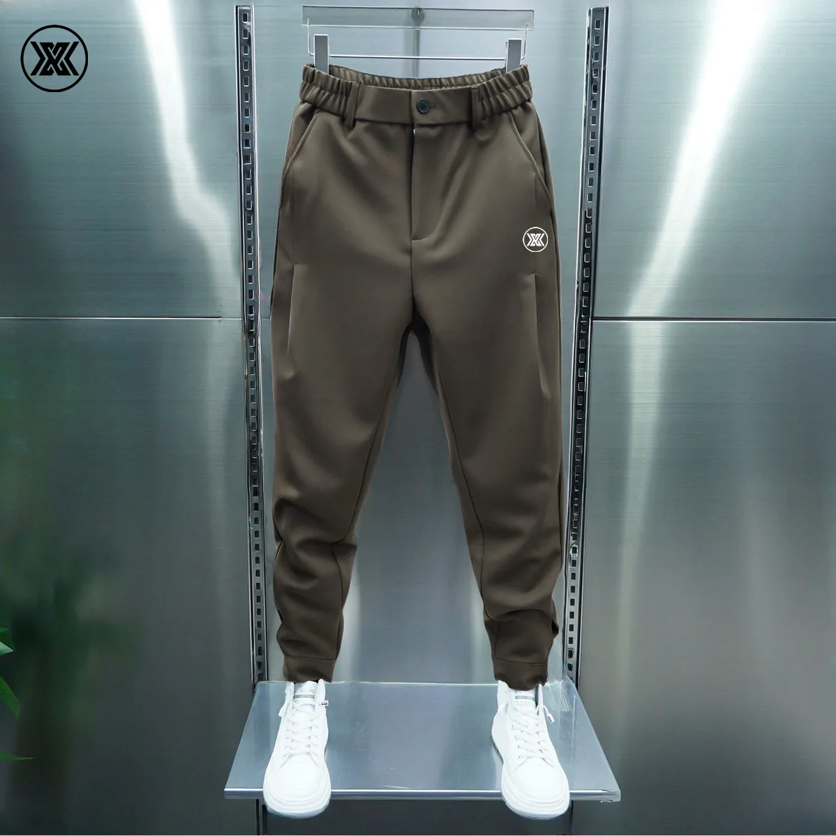 Spring Autumn Pleated Trousers Men\'s Golf Wear Casual Tennis Sports Style Pants with Elastic Waist Luxury Brand Golf Clothing