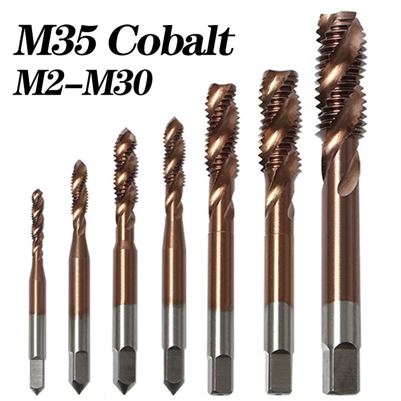 الكوبالت برغي الموضوع الحنفية لقم الثقب ، دوامة أو وأشار الناي ، متري M2-M30 الصنابير آلة ، الفولاذ المقاوم للصدأ ، HSS-CO ، M35 ، اليد اليمنى
