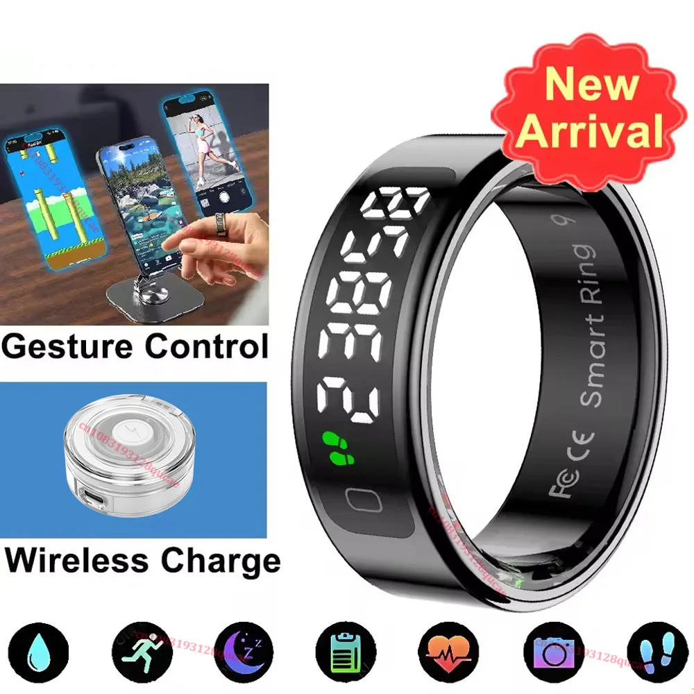 

Смарт-кольцо, светодиодный экран, монитор сердечного ритма, кислорода в крови, умное кольцо для мужчин и женщин, водонепроницаемые кольца с несколькими спортивными режимами для Android