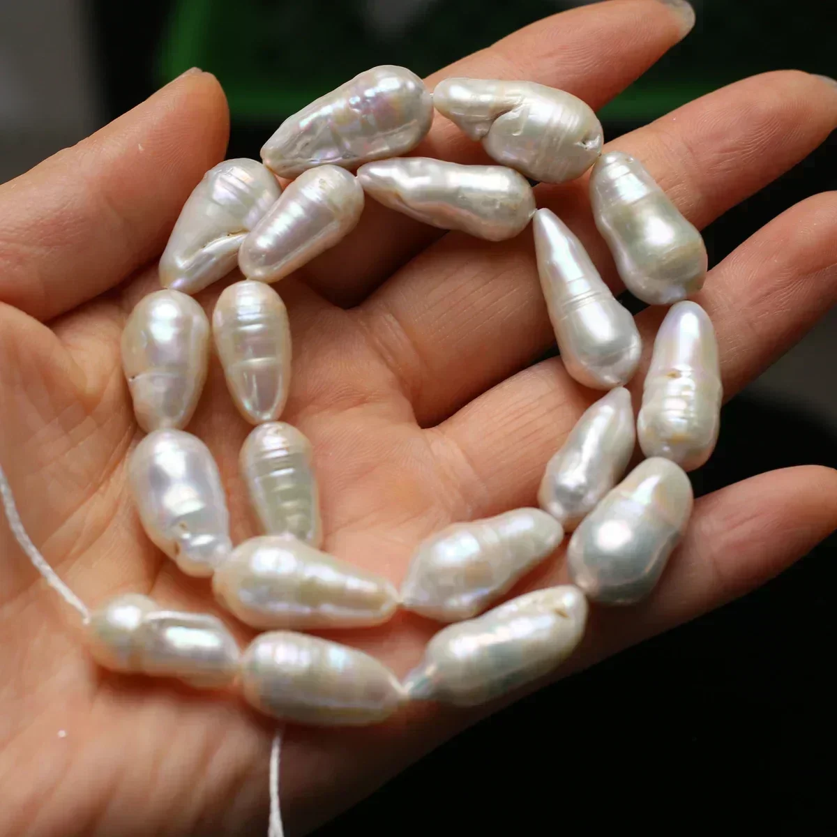

10x20mm AAAA Brilliant Threaded Baroque Natural Freshwater Pearl Drop Bead Jewelry Make DIY Necklace Earring Bracelet Accessory