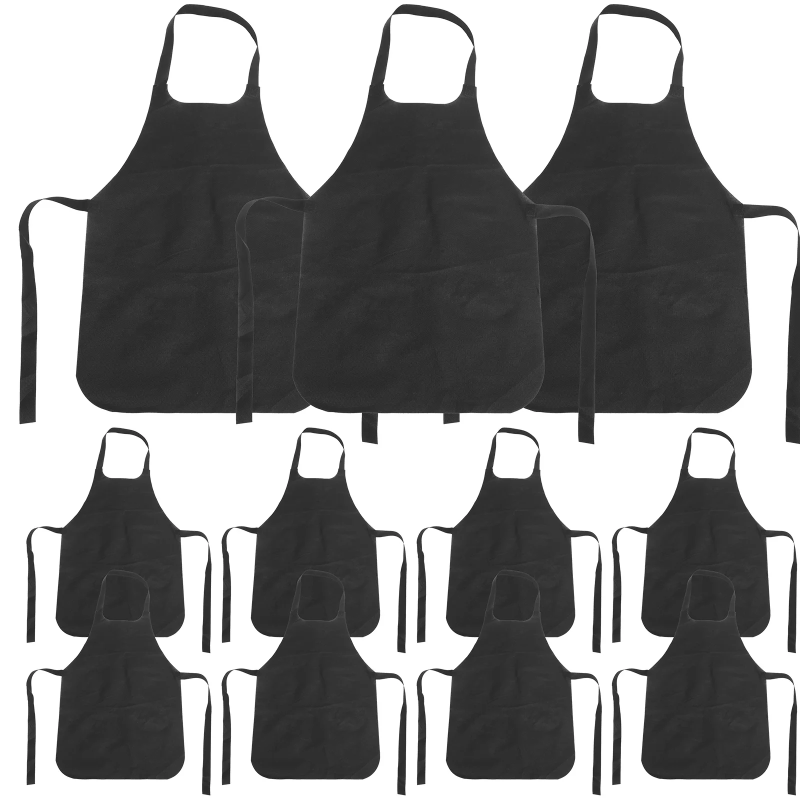 11pcs Unisex Disposable Aprons Thickened Oil Proof Antifouling Non-woven Fabric Apron for Cooking Painting Activities (White)