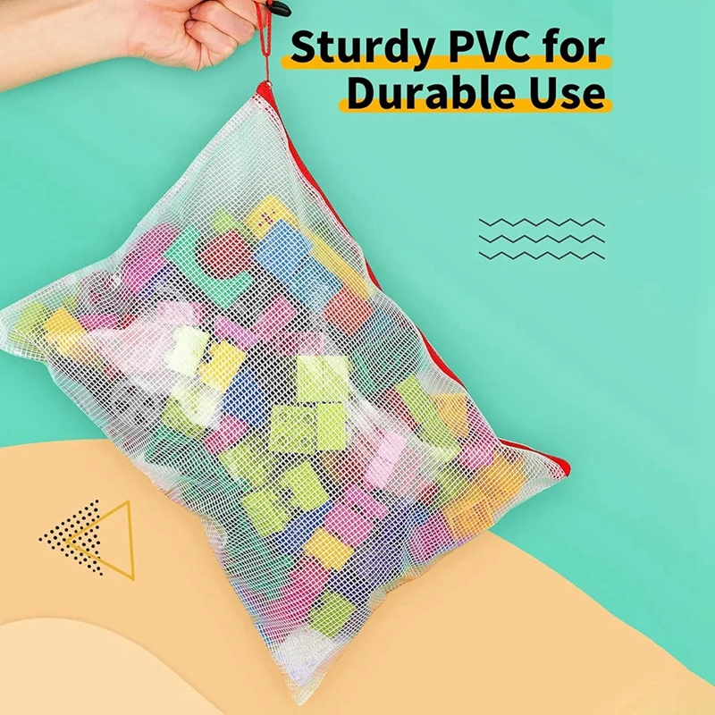 Mesh Zipper Pouch Bags, PVC Mostrado, Organização de Viagens, Material de Escritório, 32 PCs