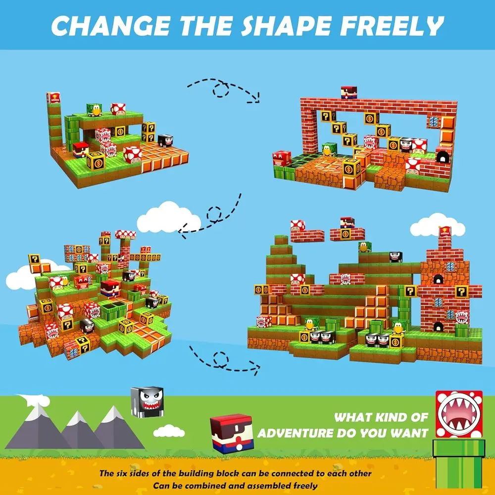 Set di blocchi magnetici 3D da 200 pezzi per bambini - Giocattoli per l'apprendimento STEM, regalo ideale per età compresa tra 3 e 10 anni