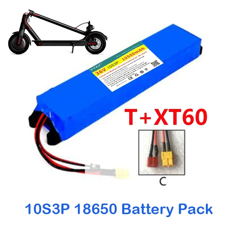 2024 NEW 36V 10.5Ah 18650 Lithium Battery Pack 10S3P 10500mAh 500W M365 Scooter Ebike Power Battery with BMS 42V Fast Charging