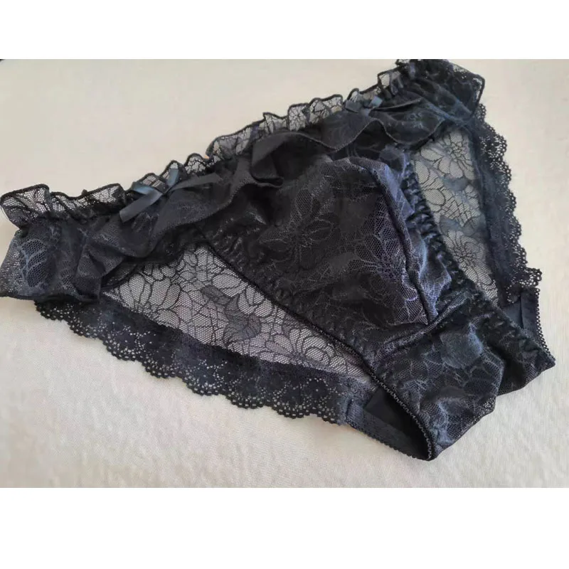 

Man's Sexy Pink Black Lace See Through Briefs DJ Club Bar Costume Private Party FKK BF Gift Harajuku