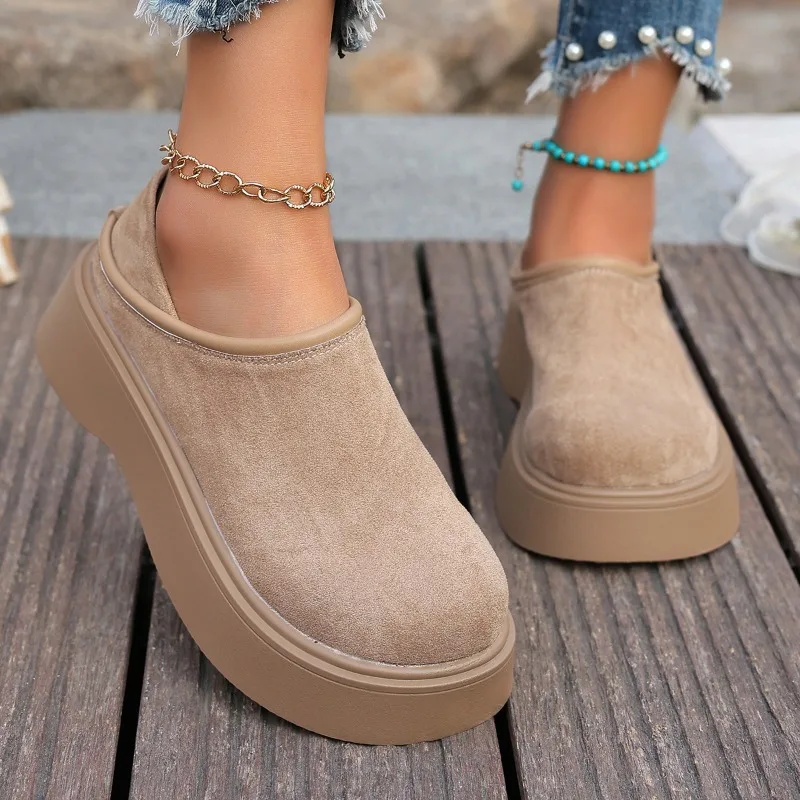 

Лидер продаж 2025, новые женские лоферы на платформе, удлиняющие одиночные туфли на толстой подошве, модная повседневная обувь Женская Обувь