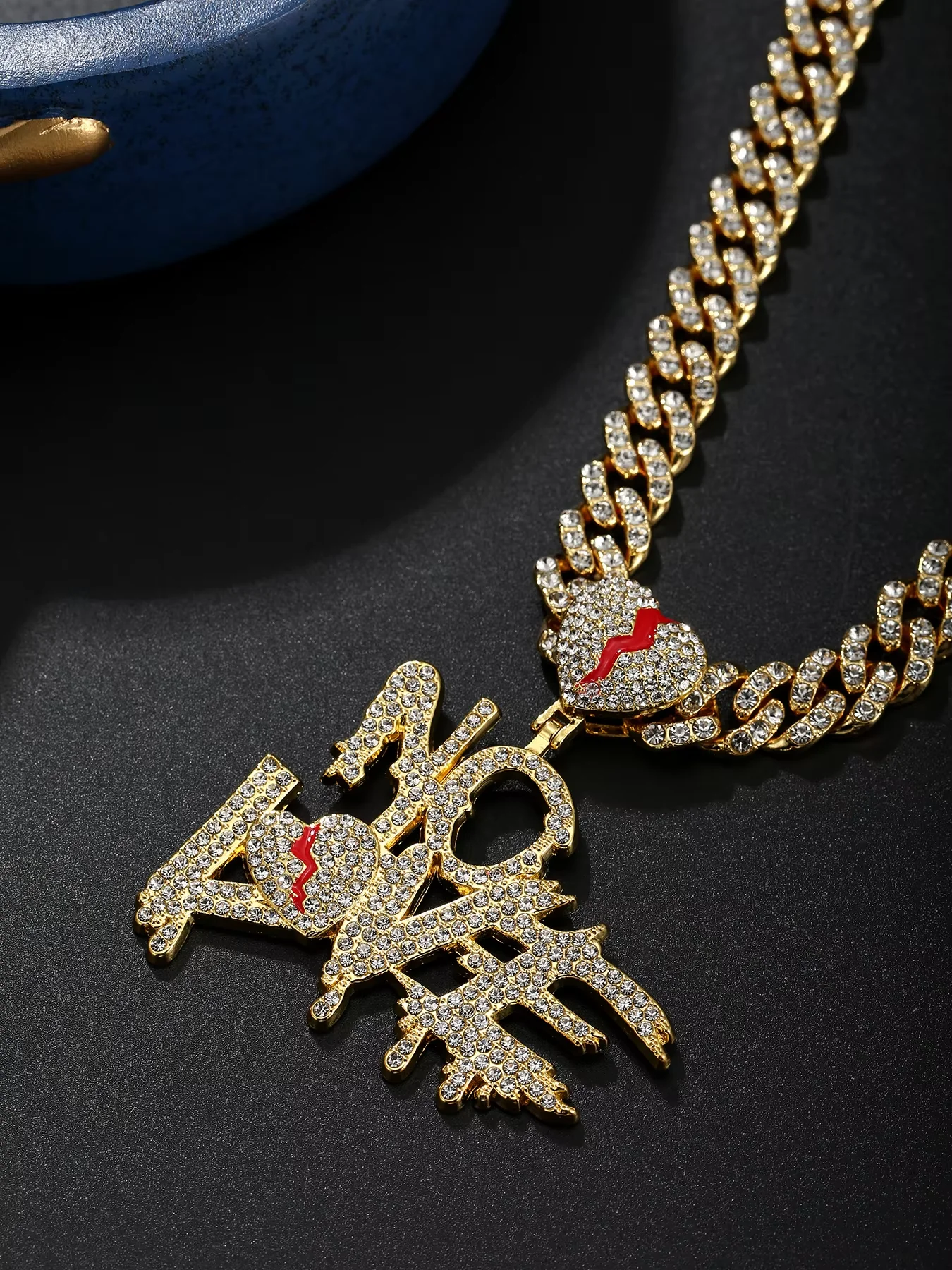 No Love Broken Heart Hip Hop Rock and Roll Cuban Rock Cuban Rock Necklace