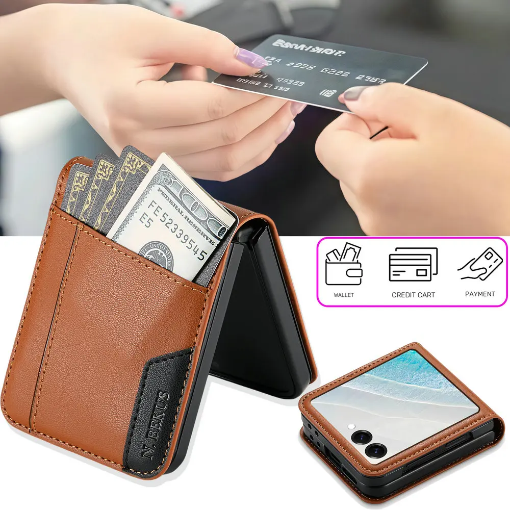 Für Samsung Galaxy Z Flip 8 Flip7 FE Flip-Hülle Leder-Brieftasche Kartenetui Coque Samsung Z Flip 7 Hülle Galaxy ZFlip 6 5 4 3 Magnet-Abdeckung – Detail 10