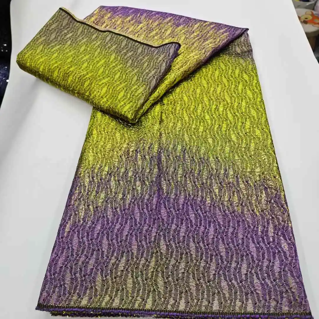 

Nigerian Brocade Lace Fabric 2025 High Quality African Jacquard Gilded Lace Fabric For Sewing Luxury Party Dresses