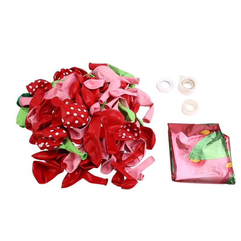 Trawberry Gathering Decoration Balloon Garland Set Strawberry Red Aluminum Foil Balloon Latex Balloon Used For Birthday