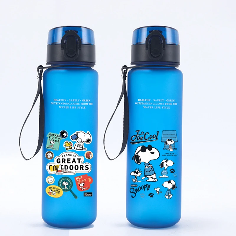 

650ML Snoopys Water Bottle Cartoon Sports Water Cups Leak Proof Portable Reusable Cups Outdoor Travel Anime Drinking Bottle Gift